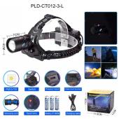 фонарь налобный night vision fluorescence ct012-3l-tg, 1 режим, power bank, 3x18650, зу type-c, zoom, box, оптом, купить