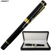 шариковая ручка в подарочном футляре, черная с золотыми вставками honest 5528, оптом, купить
