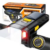 велофонарь x17-30w+2led(red), солнечная батарея, ip65, li-ion аккум., зу type-c, оптом, купить