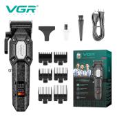 аккумуляторная машинка для стрижки (clipper) vgr v-600b, 6 насадок, регулятор высоты, led display, 7000 rpm, оптом, купить