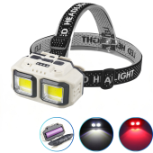 фонарь налобный hx-816-2cob(white+red), waterproof, 1x18650, зу type-c, box, оптом, купить