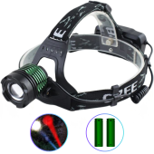 фонарь налобный police 2188-2xpe (white+red), 2х18650, signal light, zoom, зу microusb, box, оптом, купить