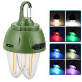 фонарь кемпинг 899-smd(rgb)+cob вольфрамовая лампа,  li-ion аккум., зу type-c, крюк, оптом, купить