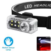 фонарь налобный yj-a06-led+6smd(rgb), motion sensor, li-ion аккум., зу type-c, клипса, магнит, box, оптом, купить