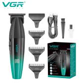 триммер vgr v-906 green, 3 насадки, керамическое лезвие, turbo режим 9000 rpm, led display, оптом, купить