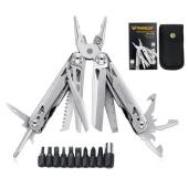 мультитул тактический traveler mq064dg silver 28 в 1, комплект бит, с чехлом, с плоскогубцами 16,2см, оптом, купить