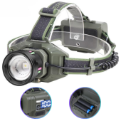 фонарь налобный night vision fluorescence 8098-tg, ipx4, 2x18650, зу type-c, zoom, box, оптом, купить