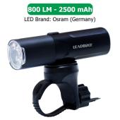 велофара мощная leadbike m02-osram 800lm, 2500mah, waterproof, children lock, li-ion аккум., зу type-c, оптом, купить