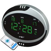 часы сетевые vst-770т-4 салатовые, температура, пульт д/у, 220v, оптом, купить