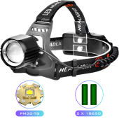 фонарь налобный pld-t115-pm30-tg, 2x18650, зу type-c, zoom, box, оптом, купить