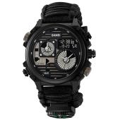 часы наручные 2202bk skmei paracord, black, compass, термометр, свисток, кресало, оптом, купить