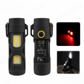 фонарь multifunctional d66-cob, li-ion аккумулятора., индикация заряда, зажигалка, зу type-c, box, оптом, купить