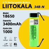 аккумулятор 18650, liitokala 34b-n, 3400mah, с контактами под пайку, оригинал, оптом, купить