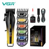 аккумуляторная машинка для стрижки (clipper) vgr v-273 gold, 6 насадок, 8000 rpm, 3000 mah, led display, оптом, купить