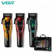 аккумуляторная машинка для стрижки (clipper) vgr v-668, vector motor 8000-11000 rpm, 6 насадок, led display, оптом, купить