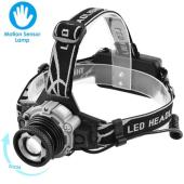 фонарь налобный police w002-xpe, motion sensor, 2x18650, zoom, зу microusb, box, оптом, купить