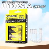 аккумулятор usb-9v (4х6f22, 1100mah), liitokala, 4 в 1 type-c, оптом, купить