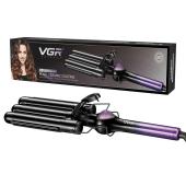 плойка тройная vgr v-590 purple, 140-200°c, керамическое покрытие, led display, 130w, оптом, купить