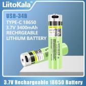 аккумулятор 18650, liitokala usb-34b, 3400mah, со встроенным usb портом для зарядки, защита, оригинал, оптом, купить