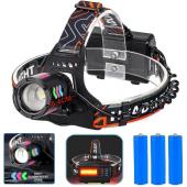 фонарь налобный night vision fluorescence 8096 1 режим white laser led pm10-tg+cob, 3x18650, power bank, зу type-c, zoom, оптом, купить