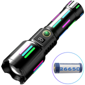 фонарь night vision fluorescence w515-pm10-tg, power bank, индикация заряда, 1x26650, зу type-c, zoom, box, оптом, купить