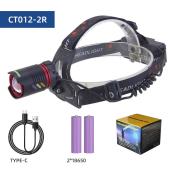 фонарь налобный night vision fluorescence ct012-2r-tg, 2x18650, зу type-c, zoom, box, оптом, купить