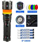 фонарь night vision fluorescence ak178-white laser led pm60-tg+cob, 8x18650 3.7v, power bank, зу type-c, zoom, 5 фильтров, оптом, купить