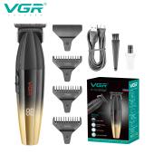 триммер vgr v-906 gold, 3 насадки, керамическое лезвие, turbo режим 9000 rpm, led display, оптом, купить