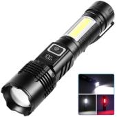 фонарь cob18-white laser led pm10-tg+cob, 1x18650, power bank, магнит, зу type-c, zoom, оптом, купить