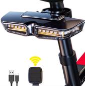 велофонарь xa-817 с указанием поворотов (red+yellow), waterproof, зу type-c, li-ion аккум., пульт управления, cr2032, оптом, купить