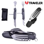 многофункциональный набор для кемпинга 6 в 1 из нержавеющей стали a-106 black/blue, оптом, купить