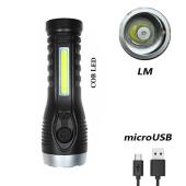 фонарь bl-c136-lm+cob, li-ion аккум, зу microusb, оптом, купить