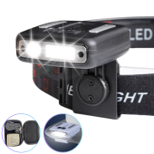 фонарь налобный w6129-xpe+cob+8rgb, motion sensor,  li-ion аккум., индикация заряда, клипса, зу type-c, чехол, оптом, купить