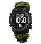 часы наручные 1845ag skmei paracord, army green, compass, термометр, свисток, кресало, оптом, купить