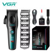 аккумуляторная машинка для стрижки (clipper) vgr v-195 green, 8 насадок, 9000 rpm, 2500 mah, led display, оптом, купить