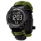 часы наручные 1845ag skmei paracord, army green, compass, термометр, свисток, кресало, оптом, купить