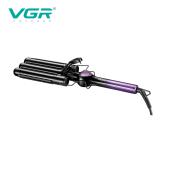 плойка тройная vgr v-590 purple, 140-200°c, керамическое покрытие, led display, 130w, оптом, купить
