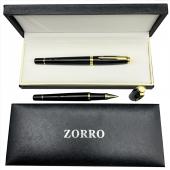 ручка роллерная zorro в подарочной коробке (черная с золотистыми вставками) 875, оптом, купить