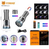 фонарь yemao ym-f555x 5p35+4led(red+blue), 1x18650/18500, зу type-c, магнит, зажим, оптом, купить
