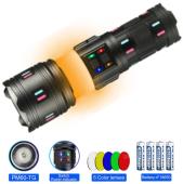 фонарь night vision fluorescence ak178-1-white laser led pm60-tg+cob, 4x18650, power bank, зу type-c, zoom, 5 фильтров, оптом, купить