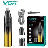 триммер vgr 2 в 1 v-619 gold, 2 насадки - триммер для носа, шейвер, оптом, купить