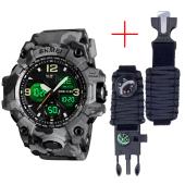 часы наручные 1155bcmgy skmei, gray camo + ремешок paracord, black, 18 мм, оптом, купить