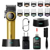 аккумуляторная машинка для стрижки (clipper) vgr v-001 gold, 10 насадок, 9000 rpm, 4600 mah, led light, led display, оптом, купить