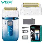 электробритва vgr v-362 white шейвер, двойное лезвие, триммер, ipx6, led display, оптом, купить