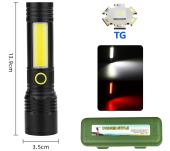 фонарь bn-537-tg+cob(white+red), li-ion аккумулятор, зу type-c, zoom, оптом, купить