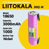 аккумулятор 18650, liitokala 30q-n, 3000mah, с контактами под пайку, оригинал, оптом, купить
