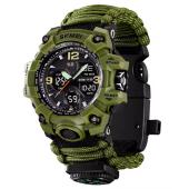часы наручные 1155bag skmei paracord, army green, compass, термометр, свисток, кресало, оптом, купить