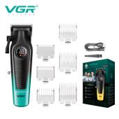 аккумуляторная машинка для стрижки (clipper) vgr v-196 green, 8 насадок, 7000 rpm, 2000 mah, led display, оптом, купить