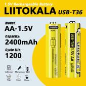 аккумулятор aa, liitokala usb-t36 1.5v, 2400mah, оригинал, оптом, купить