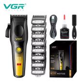 аккумуляторная машинка для стрижки (clipper) vgr v-195 gold, 8 насадок, 9000 rpm, 2500 mah, led display, оптом, купить